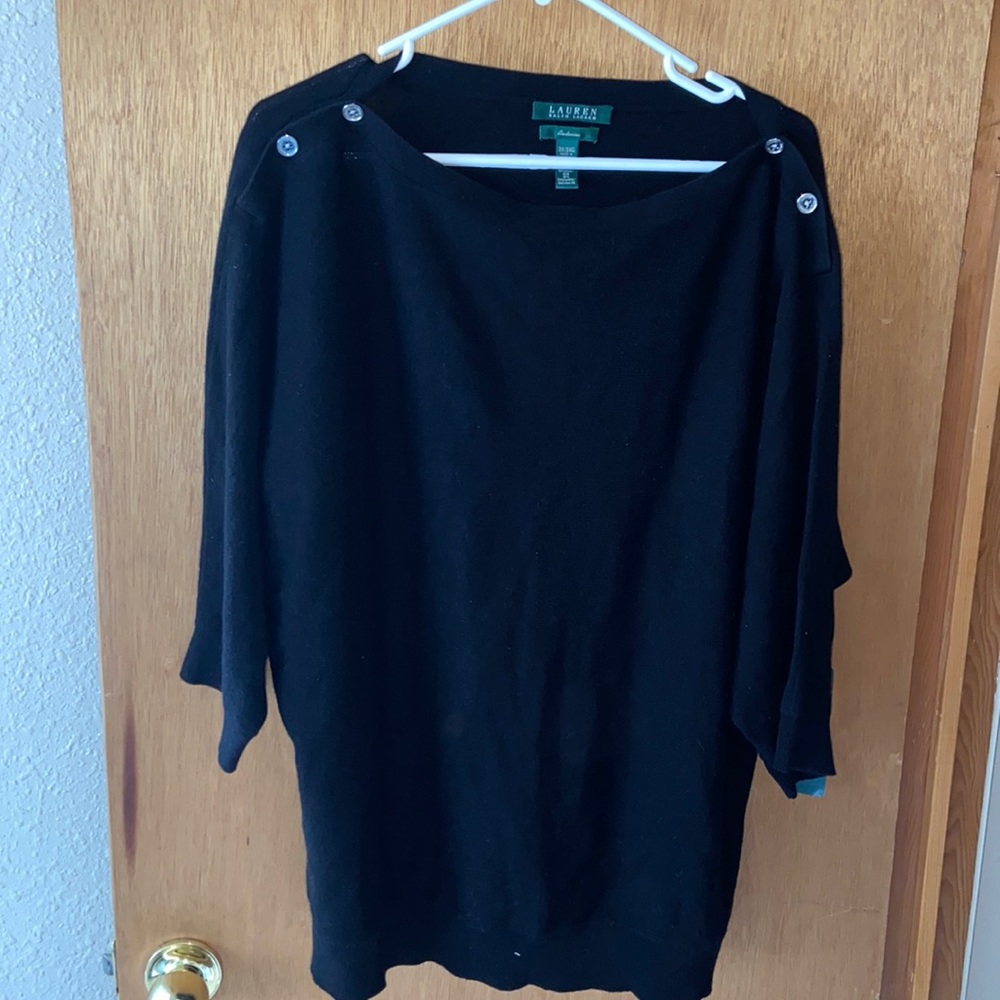 Ralph Lauren 3x black button shoulder sweater